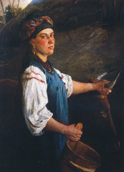 Image - Mykola Ge: Portrait of A. Sliusareva (Hapka with Oxen) (1875).
